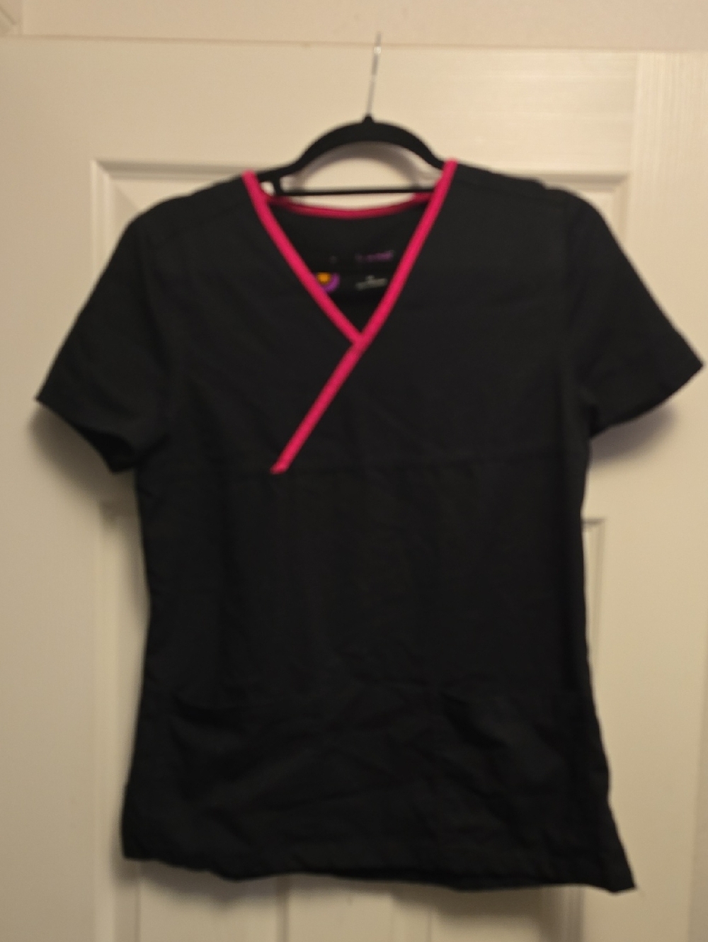 Urbane Black Short-Sleeve Scrub Top